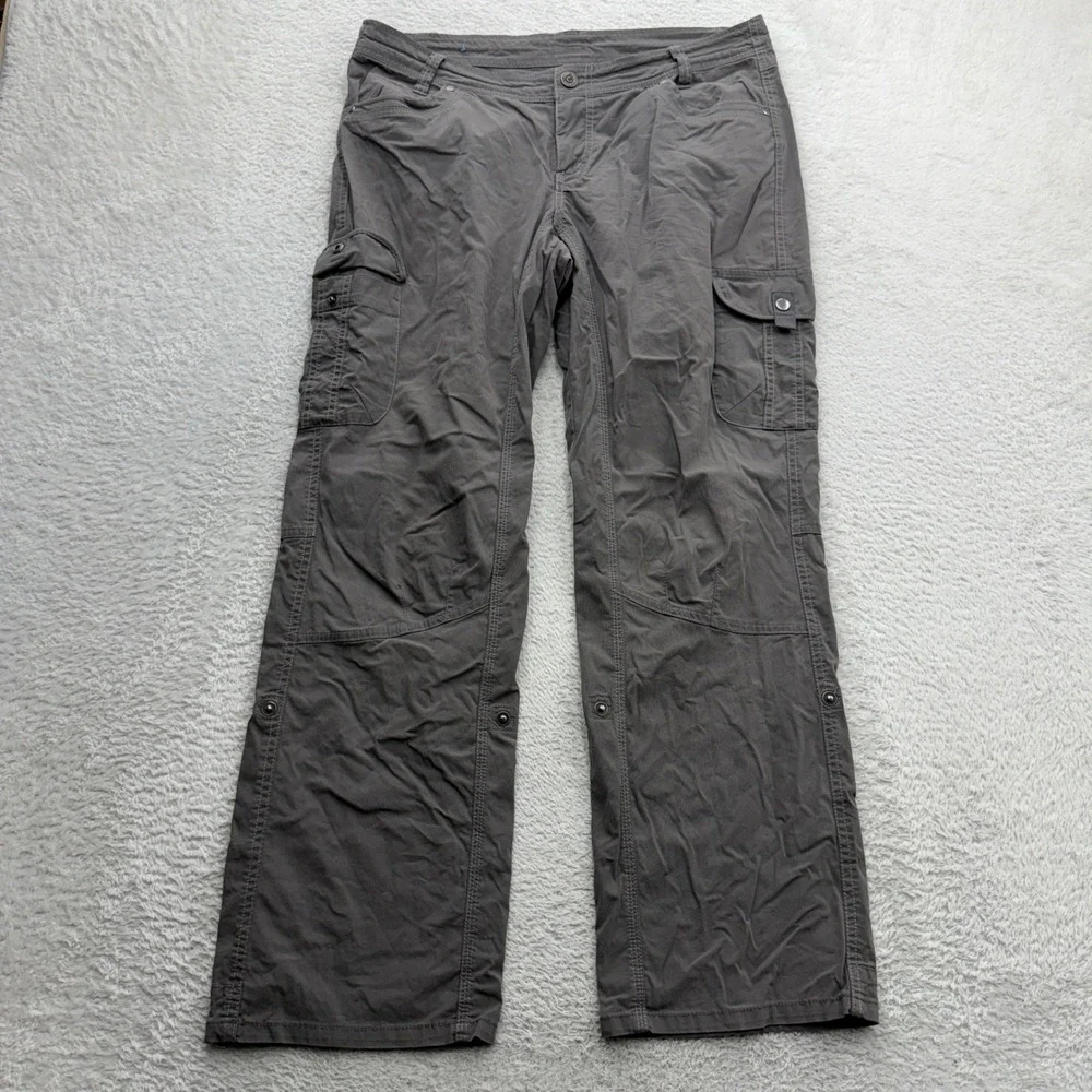 Kuhl Splash Roll-Up Gray Cargo Hiking Pants Womens 12 Short 6065 Straight Leg